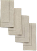 Solino Home Natural Linen Napkins Set of 4-100% Pure Linen Hemstitch Dinner Napkins 20 x 20 Inch for Spring, Easter - Classic Hemstitch