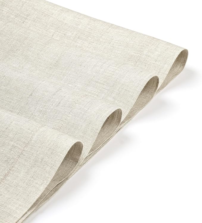 D'Moksha Homes Linen Placemats 14 x 19 Inch - Light Natural Placemats Set of 6-100% Pure Linen Table Place Mats for Valentines, Spring, Easter - Handcrafted and Machine Washable