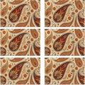 Placemats, Indian Vintage Paisley Pattern Brown Placemats 12x18 Inch Waterproof Non-Slip Washable Table Mats for Kitchen Dining Party Table Decor,Set of 6
