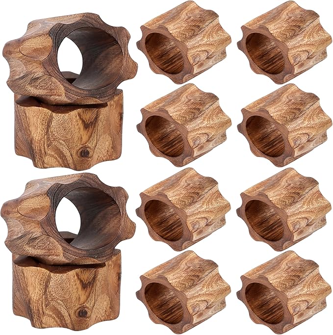 ALPHA Living HOME Napkin Rings Set of 12 for Dinner Parties, Weddings Receptions, Family Gatherings, Everyday Use - Set Your Style with Daily Use Table Décor Accessories (Brown)