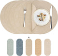 Round Wipeable Placemats Set of 4 – Faux Leather Round Table Mats, Waterproof & Washable Vinyl Placemats, Circle Design for Dining Table Decor– Taupe