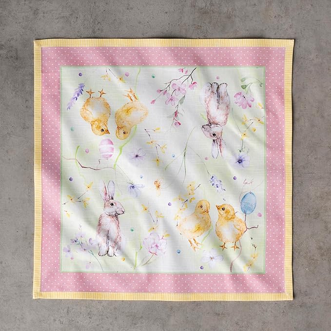 Maison d' Hermine Cloth Napkins Set of 4 100% Cotton Everyday Reusable Square Napkins Cloth Washable Dinner Party Wedding Restaurant Valentines Day Decorations Spring/Summer (Easter Zest, 20" x 20")