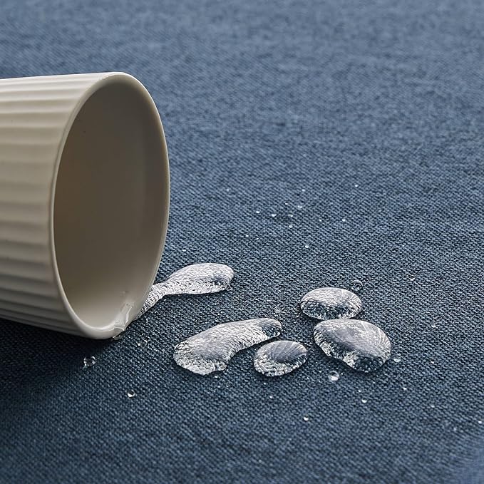 Linen Tablecloth for Rectangle Table, 60x84 Inch Navy, Farmhouse Style Navy Blue Tablecloth, Water Resistant Burlap Tablecloths for Dining Table Farmhouse Kitchen