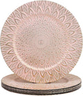 Pink Charger Plates, 13 Inch Set of 6 Plastic Peacock Chargers for Dinner Plates,Table Settings, Easter, Thanksgiving, Christmas Party, Family Gathering.