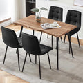 Rectangular Dining Table Set with Upholstered Chairs - Modern Kitchen Table and Chairs Set of 4 for Small Spaces - Black