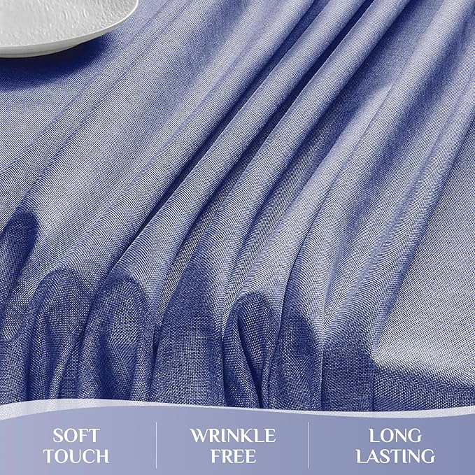 Softalker Extra Long Blue Tablecloths 60x144 inch Rectangular Faux Linen Table cloths Outdoor Waterproof Stain and Wrinkle Resistant Table Cover for 6/8/10 foot Rectangle Dining Table for Easter Party