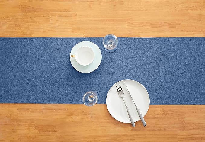 Vintage Blue Table Runner 36 Inches Long, Cotton Linen Farmhouse Style Seasonal Dresser Scarf for Kitchen Dining Coffee Table Parties Wedding Home Decor (13” x 36”, Vintage Blue)