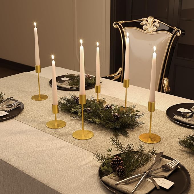 Set of 12 Gold Taper Candle Holders Bulk Candlestick Holders, Decor Candle Stick Candle Holder for Table or Mantel Centerpiece, Wedding, Dinning, Party Home Decor
