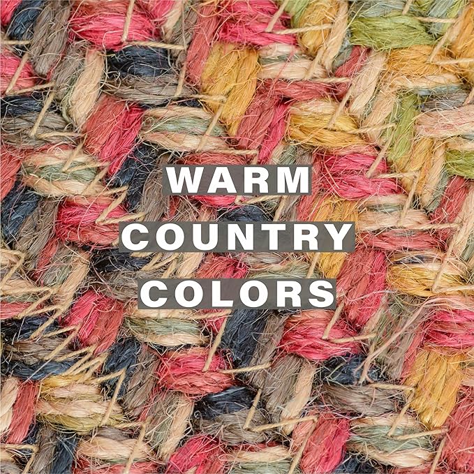 Homespice Kingston Jute Braided Long Table Runner, Warm Country Decor, Multicolor Rectangle 11x36 - Rich Colors, Easy to Clean, Durable and Protects Furniture