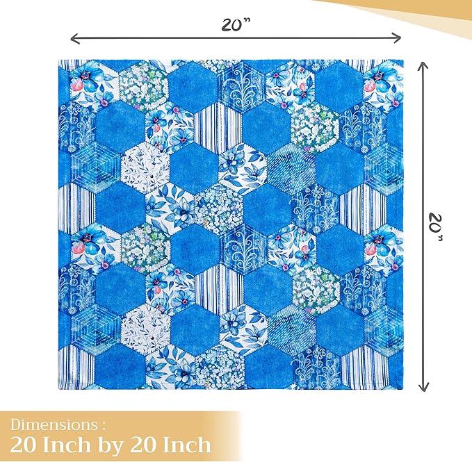 Maison d' Hermine Cloth Napkins Set of 4 100% Cotton Everyday Reusable Square Napkins Cloth Washable Dinner Party Wedding Restaurant Valentines Day Decorations Spring/Summer (Summer Blues, 20" x 20")