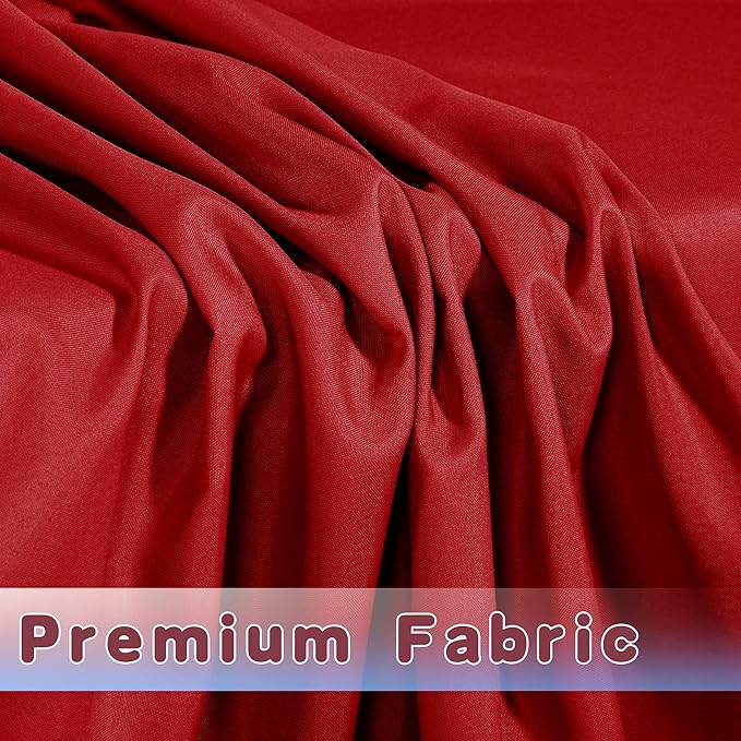 HolidayIdeas 2-Pack Red Fitted Table Cloths for 6 Foot Tables, Water Repellent Rectangle Table Covers for Valentine's Day Decor, Mother's Day, Wedding, Anniversary, and Party Celebration