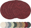 13"Round Placemats Set of 6, Reversible Faux Leather Heat Resistant Table Mats, 100% Waterproof Oilproof Wipeable Table Protective Placemats for Vinyl, Washable for Indoor & Outdoor Use (6, burgundy)