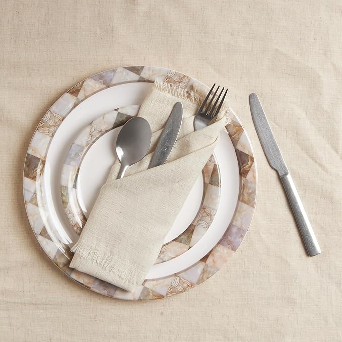ACCENTHOME Natural Cotton Linen Napkin Set of 6 18x18 inch Dinner Napkins - Washable Soft Premium Hotel Quality Reusable Napkins Perfect Table Napkins for Family Dinners, Weddings & Everyday Use