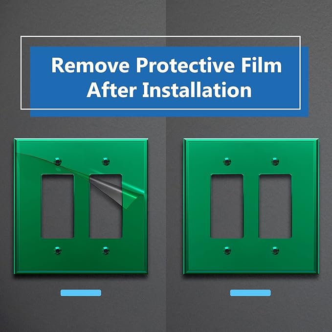 LIDER Double Decorator Wall Plate, Impact Resistant, Mirrored, Plexiglass Dual Outlet Cover or Light Switch Cover, Acrylic, Reflective Finish, Modern, Oversized 2-Gang 5.25" x 5.25", Green