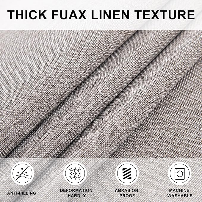Hiasan Round Linen Table Cover 70 Inch - Wrinkle and Stain Resistant Washable Polyester Fabric Table Cloth for Dining Room Kitchen Party, Stone
