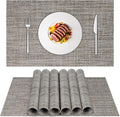 DACHUI Placemats Set of 6, Linen Look Woven Place Mats, Water Resistant, Heat Resistant, Washable, Durable Table Mats (Caramel)