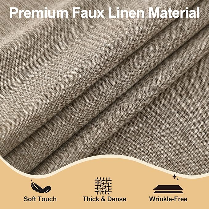 JIUZHEN Round Table Cloth Faux Linen Farmhouse Tablecloth Wrinkle and Stain Resistant Decorative Fabric Table Cover for Kitchen, Dining Room, Parties and Camping, Khaki, 80 Inch Round