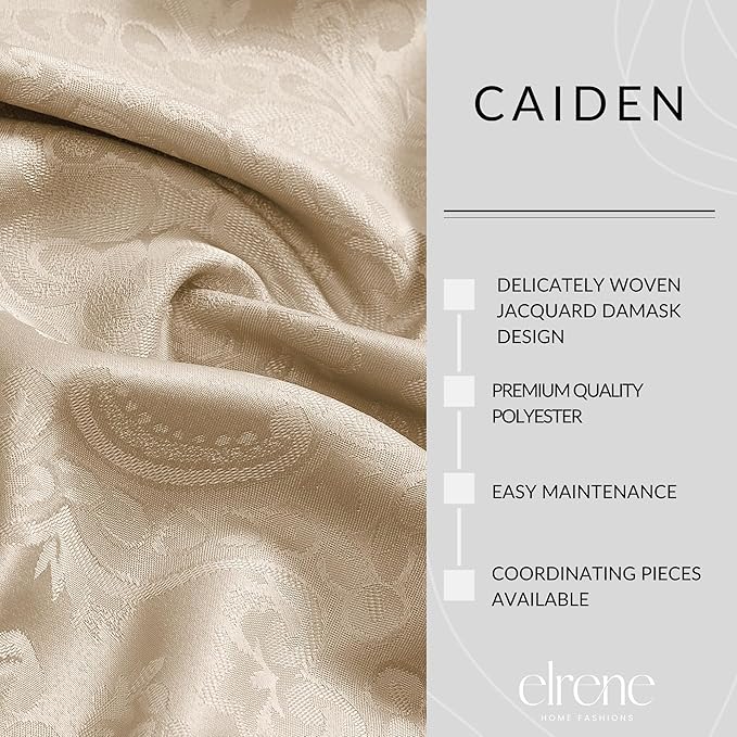 Elrene Home Fashions Caiden Elegance Damask Waterproof, Stain & Wrinkle Resistant Fabric Tablecloth, 90" Round, Taupe (Pack of 12)