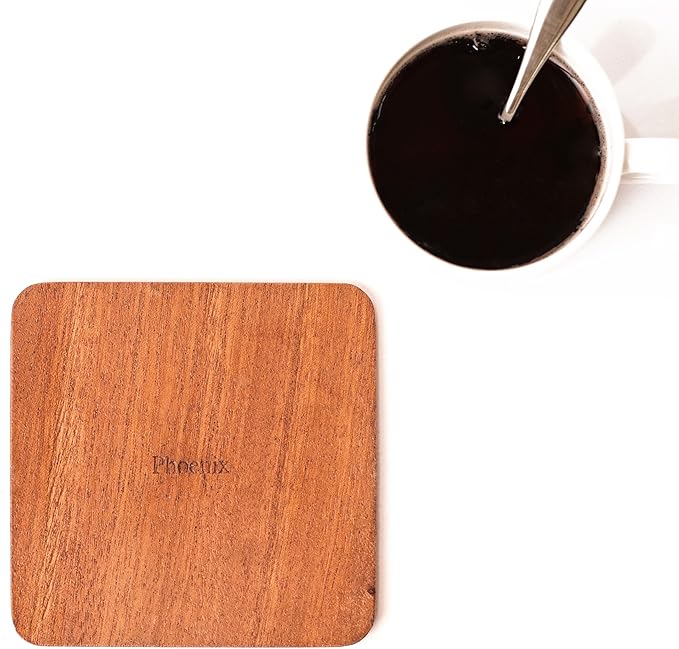 Phoenix Map Coaster by O3 Design Studio, Set Of 4, Sapele Wooden Coaster With City Map, Handmade
