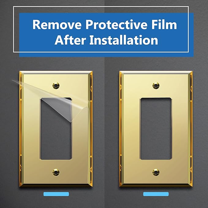 LIDER Reflective Acrylic Decorator Wall Plate, Mirrored Light Switch Plate, Plexiglass Outlet Cover, Acrylic Glass, Oversized 1-Gang 5.25" x 3.44", LWP-31O-AGD, Gold