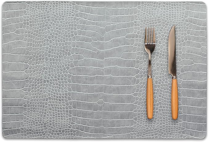 Set of 4 Faux Leather Placemats, PU Table Mats, Waterproof, Stain Resistant, Heat Resistant, Easy to Clean for Kitchen Dining Table,Conference Table