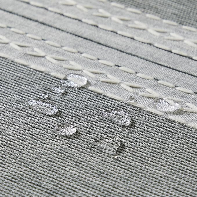 ZeeMart Contrast Linen Round Tablecloth 52 Inch Mid-Stripe Grey, Farmhouse Style Round Table Cloth Heavy Weight Grey Tablecloths, Water Resistant Burlap Table Cloths