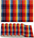 Placemats Set of 6 Linen Washable Kitchen Dining Colorful Mexican Stripes Lines Table Mats Stain Heat-Resistant Desktop Décor Place Mats for Home Party Indoor 12x18 in