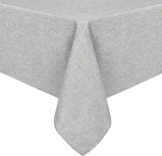 Hiasan Faux Linen Rectangle Tablecloth - Wrinkle and Stain Resistant Washable Table Cloth for Kitchen Dining Room Holiday Table Cover for Dinner, Light Grey, 54 x 108 Inch