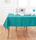 Solino Home Linen Tablecloth 60 x 90 Inch - Classic Hemstitch 100% Pure Linen Teal Table Cloth for Rectangle Tables - Machine Washable Tablecloth