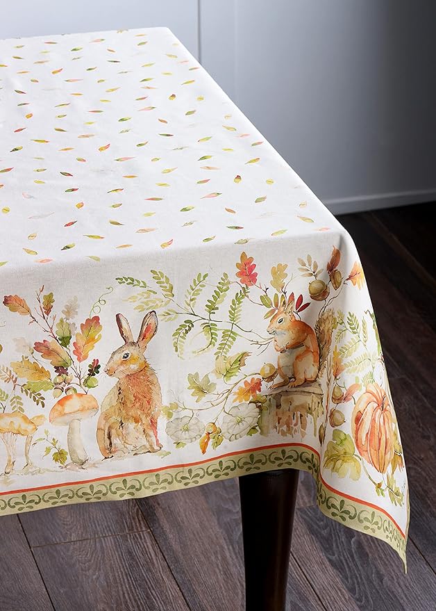 Maison d' Hermine Table Cloth Rectangle Table 100% Cotton 70 x 120 Inches Fall Tablecloth Reusable Everyday Use for Thanksgiving Christmas Decorations Dining Farmhouse Party (Pumpkin Passion)