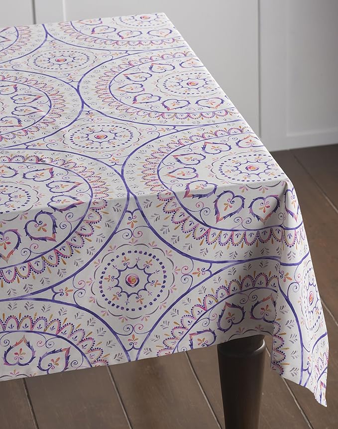 Maison d' Hermine Table Cloth Rectangle Table 100% Cotton 60 x 120 Inches Tablecloth Reusable Decorative for Dining Room Farmhouse Home Valentines Day Decorations Spring Summer - Mandala