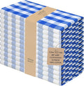 Urban Villa Cloth Napkins 100% Cotton Dinner Napkins Highly Absorbent 20x20 Inches (Set of 12) Blue White Buffalo Checks Reusable Washable Soft Durable Premium Napkins Ideal for Home Wedding Parties