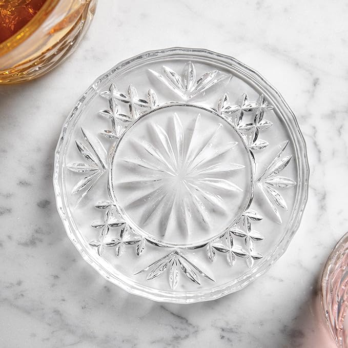 Godinger Dublin Coasters, Barware Coaster, for Drinks, Coasters for Coffee Table, Crystal Glass Bar Coaster, Drinkware & Glassware Decor, Set of 4