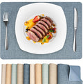 Heat Resistant Placemats Set of 2, 17x12in Waterproof Wipeable Faux Leather Non Slip Table Mats, Easy to Clean, Stain Resistant, for Kitchen Dining Room– Charcoal Blue