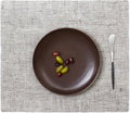 modern-twist 14" x 16" Silicone Rectangular Placemat, BPA, PVC-Free Table Mat, Dishwasher Safe, Linen Print in Chocolate, Pack of 1