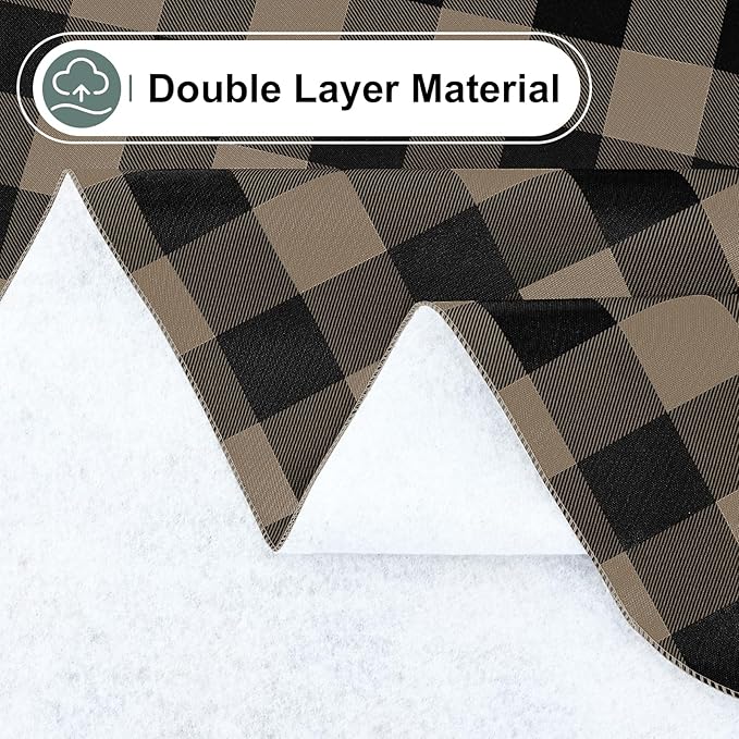 misaya Rectangle Waterproof Vinyl Table Cloth, Buffalo Flannel Backed Tablecloth, Wipeable Plastic Table Cover for Dinner, Kitchen, Outdoor (60" x 120", Black and Khaki)