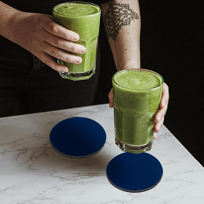 10 Round Foam Bud Coasters Pack, 4 inch - PU Foam, Party Favor - Navy Blue