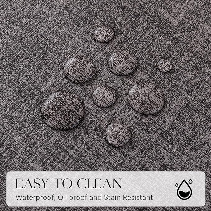 MOSAYT Faux Leather Placemats Set of 6, Heat Resistant Wipeable Washable Vinyl Place Mats with Coasters, Waterproof Oil Proof Table Mats for Kitchen Dining Party Outdoor, 12" x 17", Dark Light Grey