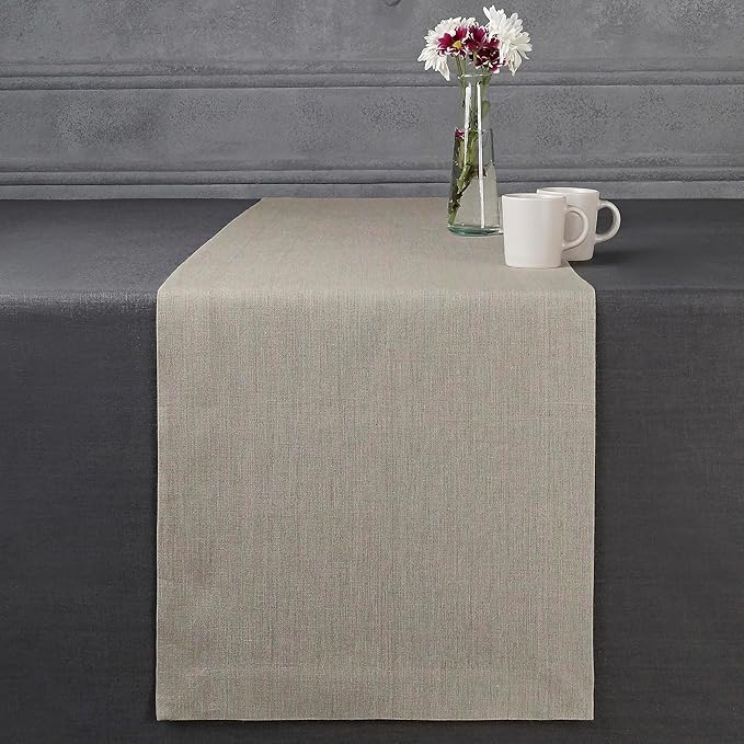 D'Moksha Homes Linen Natural Table Runner 72 Inches Long - 100% Pure Linen 14 x 72 Inch Table Runner for Dining, Valentines, Spring, Easter - Machine Washable