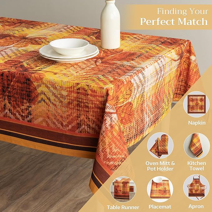 Maison d' Hermine Table Cloth Rectangle Table 100% Cotton 60 x 90 Inches Fall Tablecloth Reusable Everyday Use for Thanksgiving Christmas Decorations Dining Farmhouse Party (Thanksgiving Tartan)