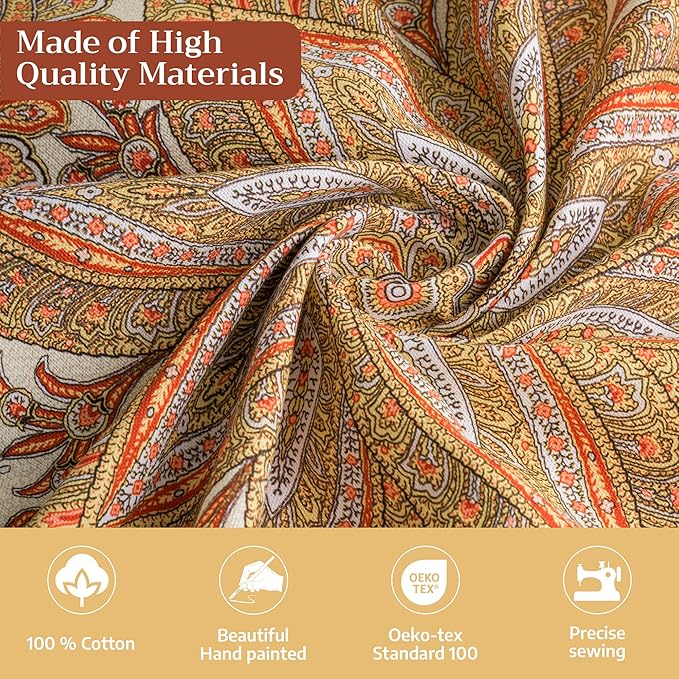 Maison d' Hermine Table Cloth Rectangle Table 100% Cotton 70 x 140 Inches Fall Tablecloth Reusable Everyday Use for Thanksgiving Christmas Decorations Dining Farmhouse Party (Kashmir Paisley)