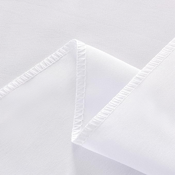 6-Pack Round 108-inch White Table Cloths, Solid Stain and Wrinkle Resistant Circular Tablecloth, Premium Plain Weave Polyester Fabric Table Linen Covers for Hotel, Banquet