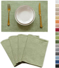 Demetex Green Placemat Set of 4 Washable Linen Textured Place Mats for Dinner Heat Resistant Sage Cloth Placemats Scratch Resistant Plate Mats for Dining Table Kitchen, Green