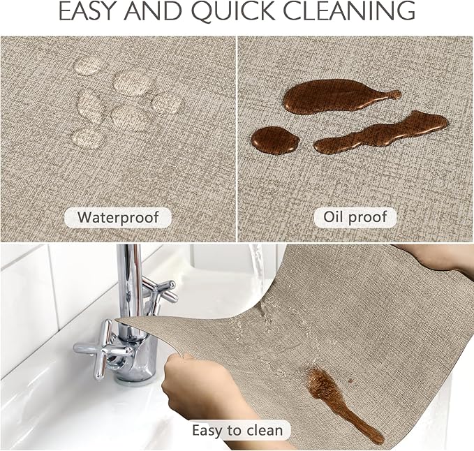 Faux Leather Placemats Set of 4 Washable PU Table mats for Kitchen Table - Heat Resistant, Waterproof, Easy Clean, Anti Slip 11.8" x 17" (Brown-4 Pack)