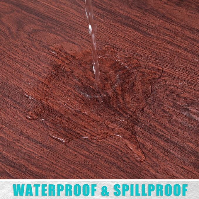 Smiry Rectangle Table Cloth Cover, Waterproof Elastic Fitted Picnic Tablecloth for 8 Foot Tables, Wipeable Flannel Backed Vinyl Tablecloths for Camping, Dining, Outdoor (Reddish Brown, 30" x 96")