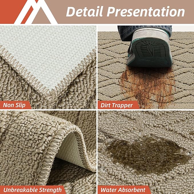 COSY HOMEER-Kitchen-Rugs-and-Mats 20"x30" Non Slip Kitchen Mats for Floor Absorbent Kitchen Rug Washable Kitchen Standing Floor Mat for Sink Mat,Throw Rug,Entry,Laundry,Beige