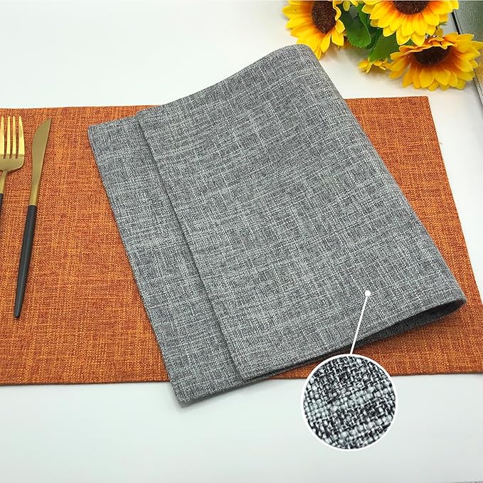 Rilassato Textile Placemats, Set of 4 Heat-Resistant Placemats for Kitchen Table, Washable Durable Linen Table Mats Woven Placemats (4, Gray)