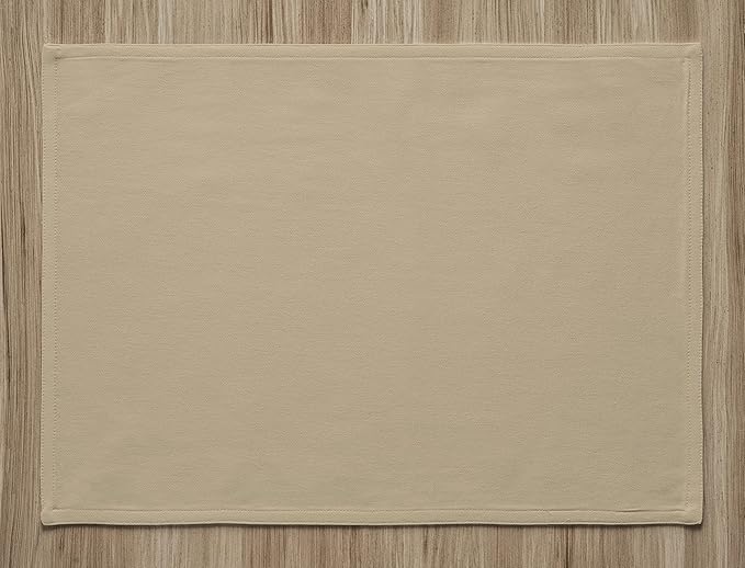 Calicot Placemats Set of 6 100% Cotton Washable Cloth Place Mats, Reusable Table Mats for Spring/Summer & Thanksgiving Christmas Decorations Kitchen Dining Party Wedding (Desert Beige, 13" x 19")