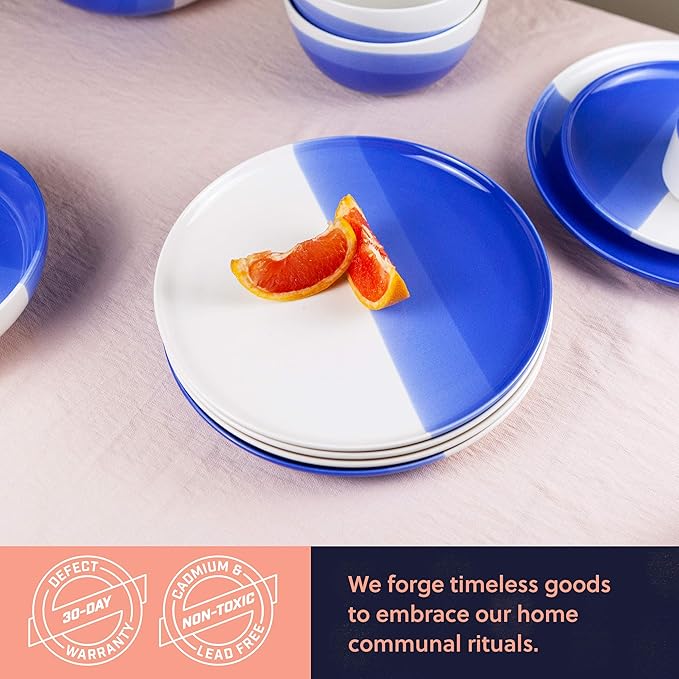 Ombre Dinner Plates Oia Blue - 10.25 inch Porcelain Plates Set, Ceramic Plate Set of 4 - Ombre Dinnerware Collection - Oia Plates