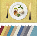 Homaxy Cloths Placemats for Dining Table Set of 6, Heat Resistant Washable Cotton Linen Blend Table Mats, Place Mats for Indoor Outdoor Party Kitchen Decoration, 13" x 19", Mustard Yellow